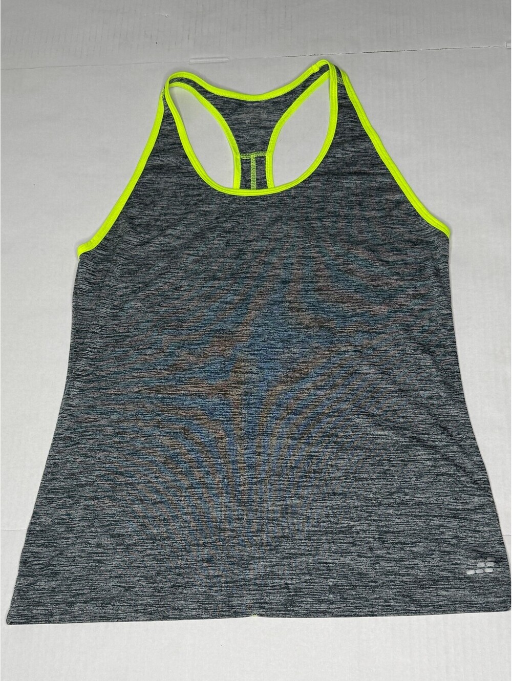 BCG Women's Gray Workout Tank Top Neon Trim Size Large